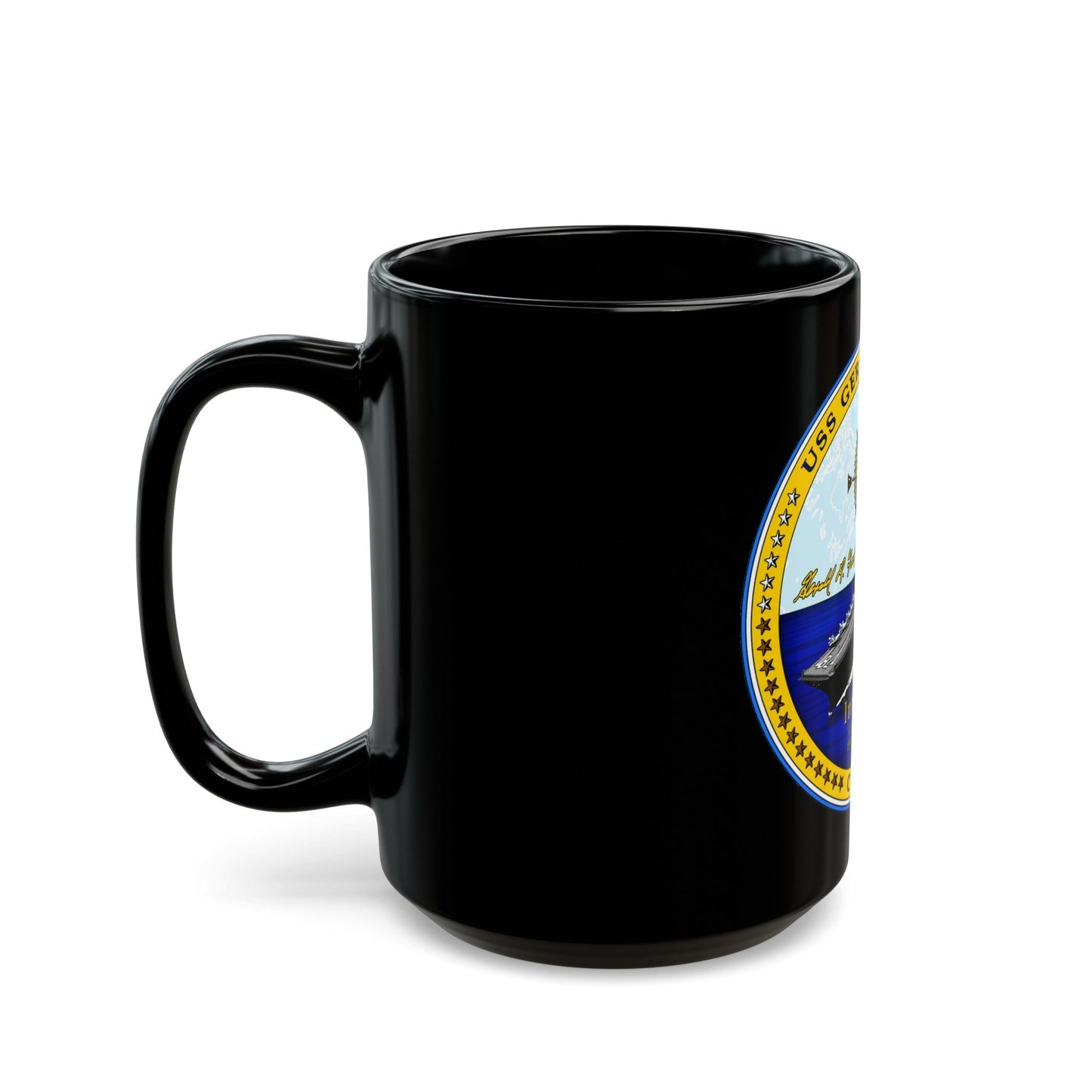 USS Gerald R Ford CVN 78 (U.S. Navy) Black Coffee Mug-The Sticker Space