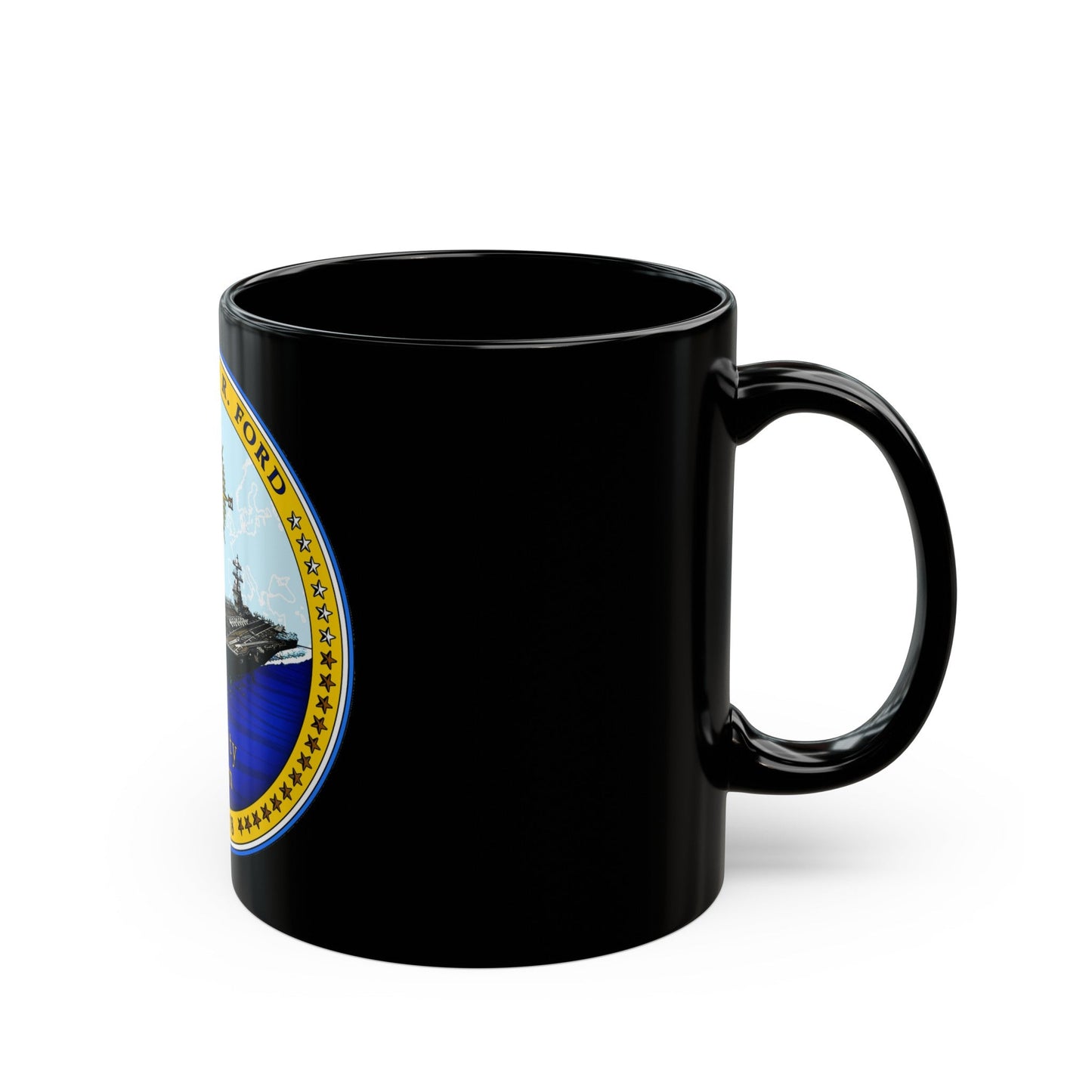 USS Gerald R Ford CVN 78 (U.S. Navy) Black Coffee Mug-The Sticker Space