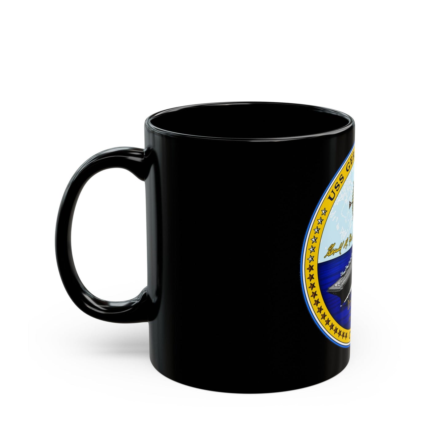 USS Gerald R Ford CVN 78 (U.S. Navy) Black Coffee Mug-The Sticker Space