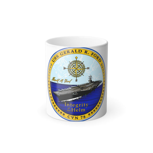 USS Gerald R Ford CVN 78 (U.S. Navy) Color Changing Mug 11oz-11oz-The Sticker Space