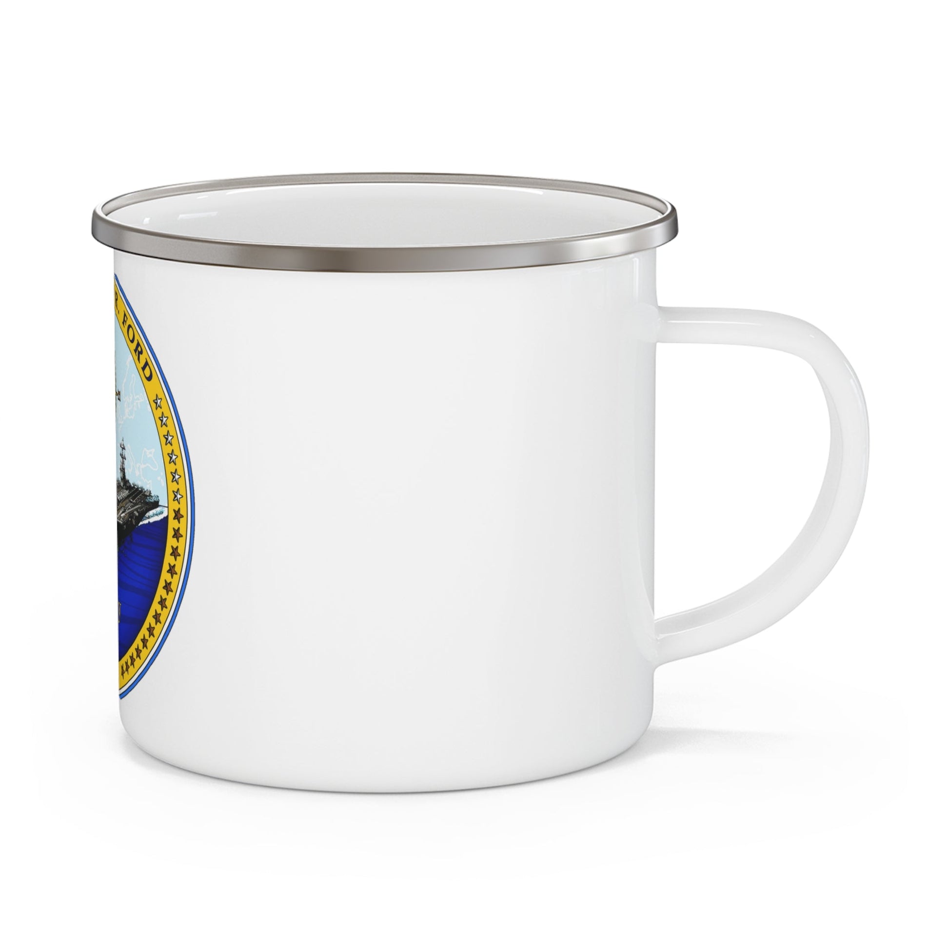 USS Gerald R Ford CVN 78 (U.S. Navy) Enamel Mug 12oz-12oz-The Sticker Space