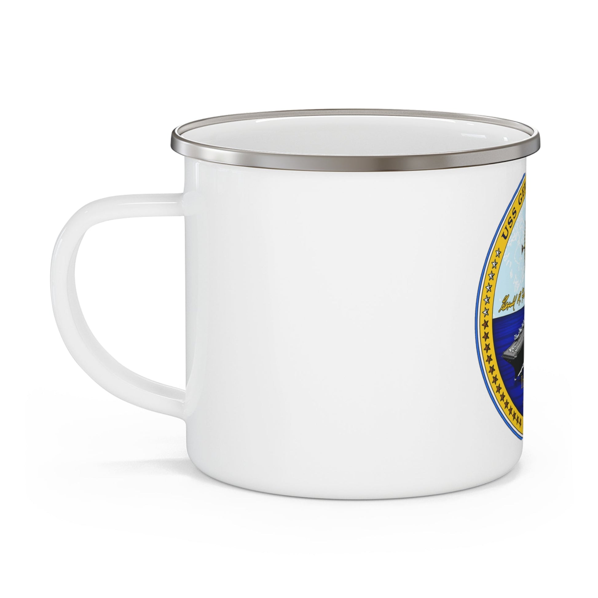 USS Gerald R Ford CVN 78 (U.S. Navy) Enamel Mug 12oz-12oz-The Sticker Space