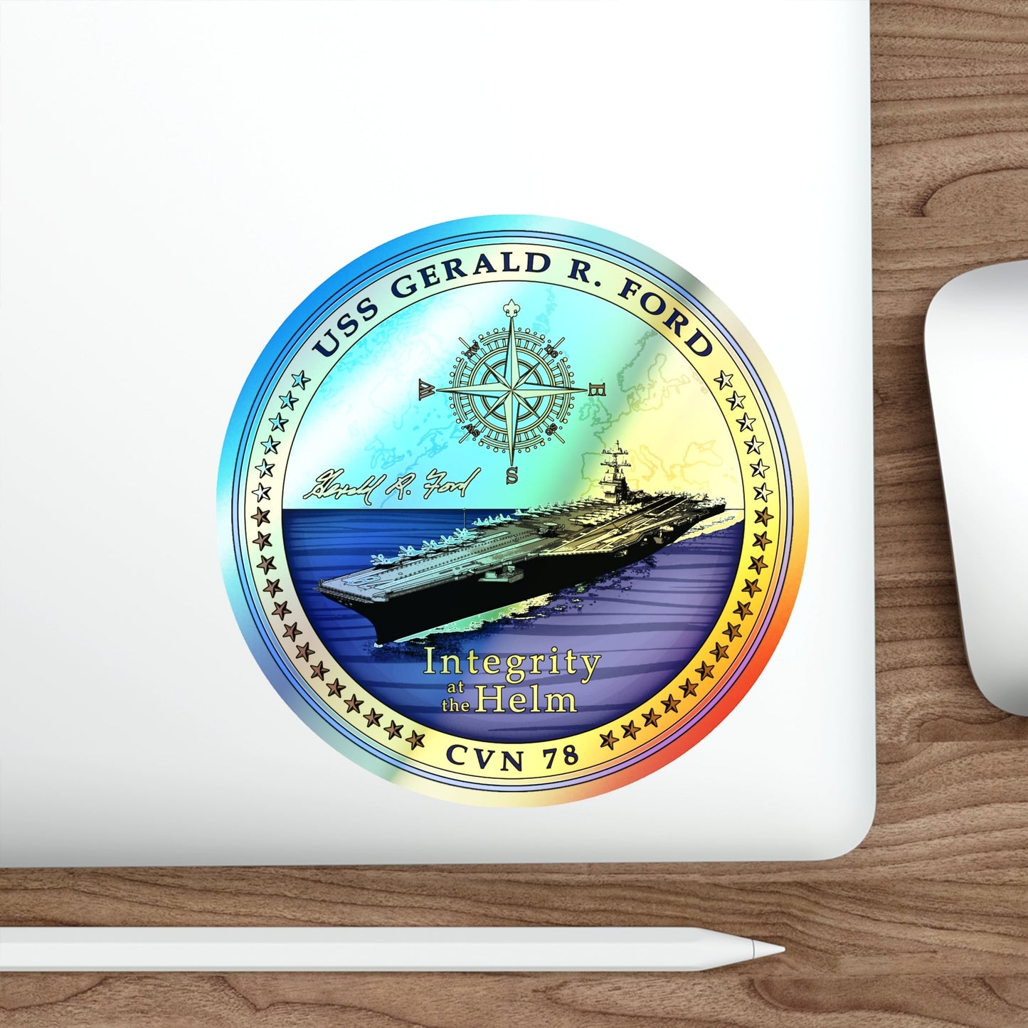 USS Gerald R Ford CVN 78 (U.S. Navy) Holographic STICKER Die-Cut Vinyl Decal-The Sticker Space