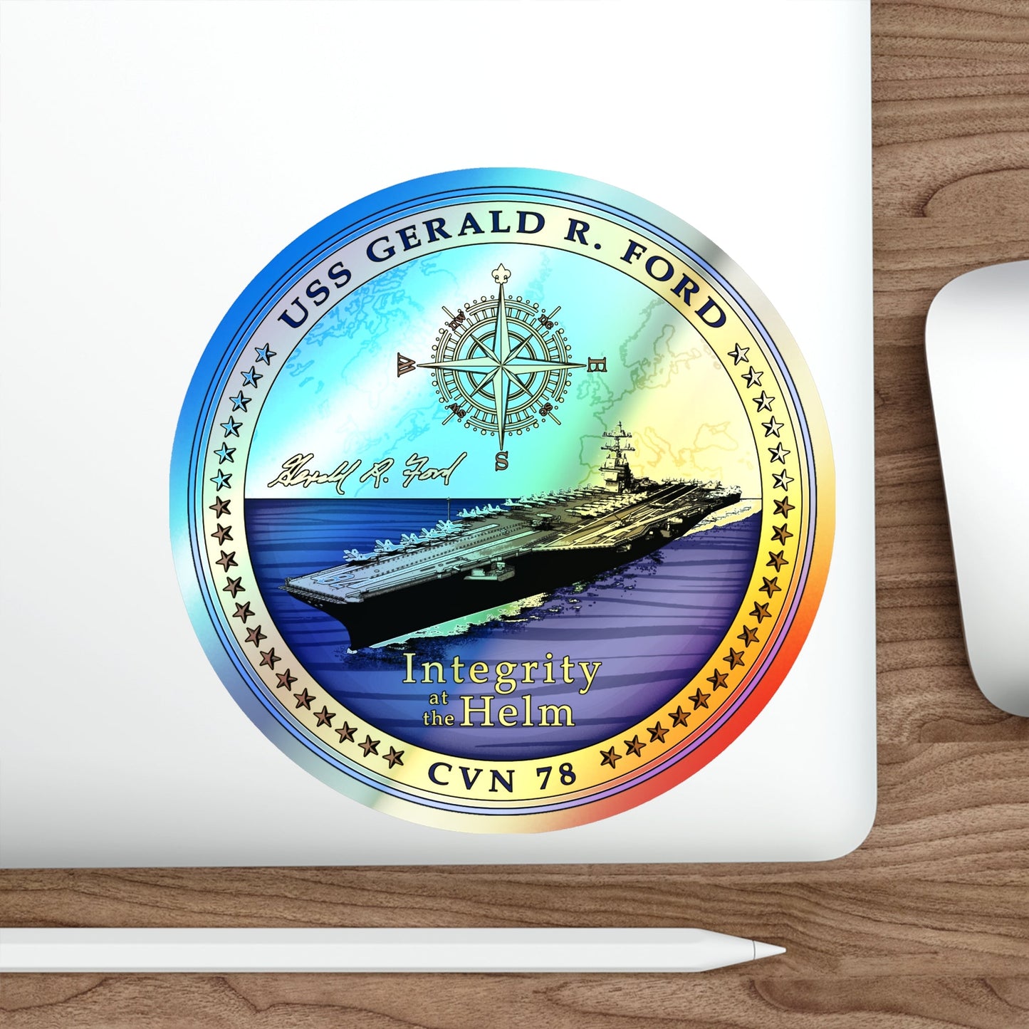 USS Gerald R Ford CVN 78 (U.S. Navy) Holographic STICKER Die-Cut Vinyl Decal-The Sticker Space