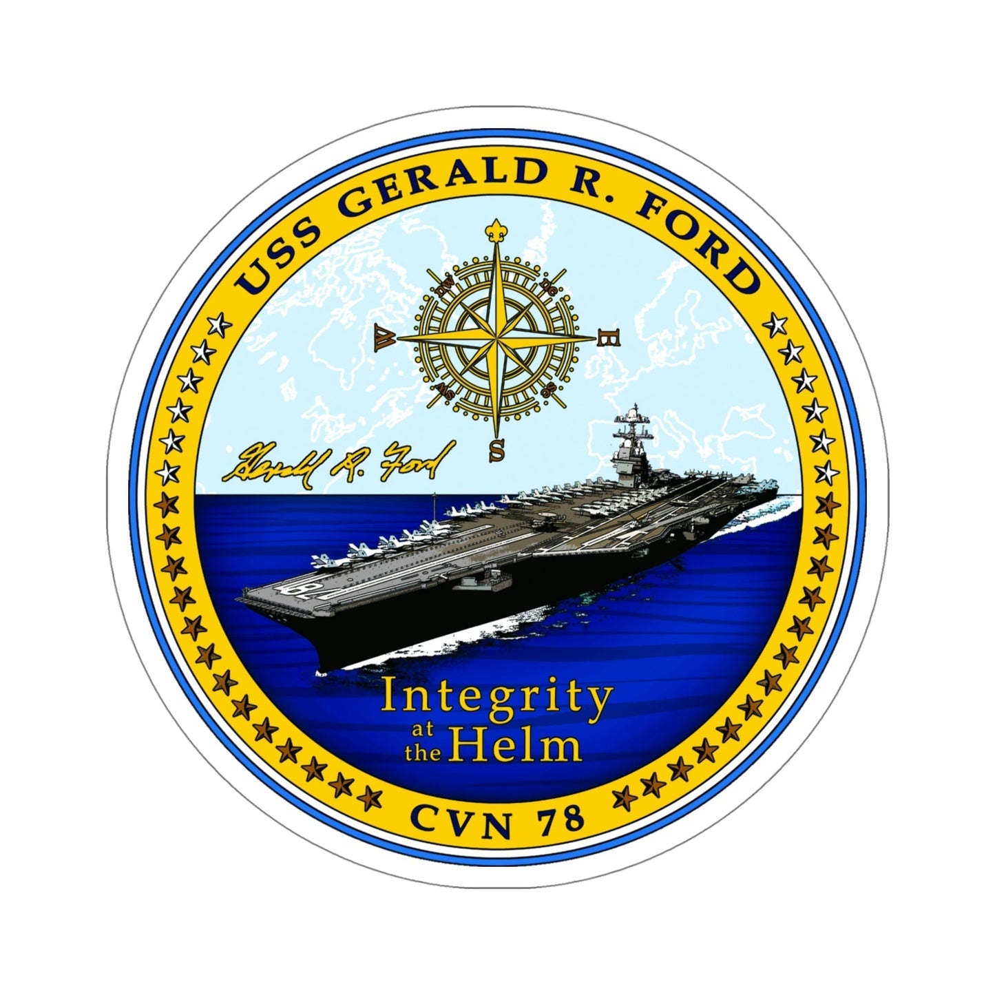 USS Gerald R Ford CVN 78 (U.S. Navy) STICKER Vinyl Die-Cut Decal-5 Inch-The Sticker Space