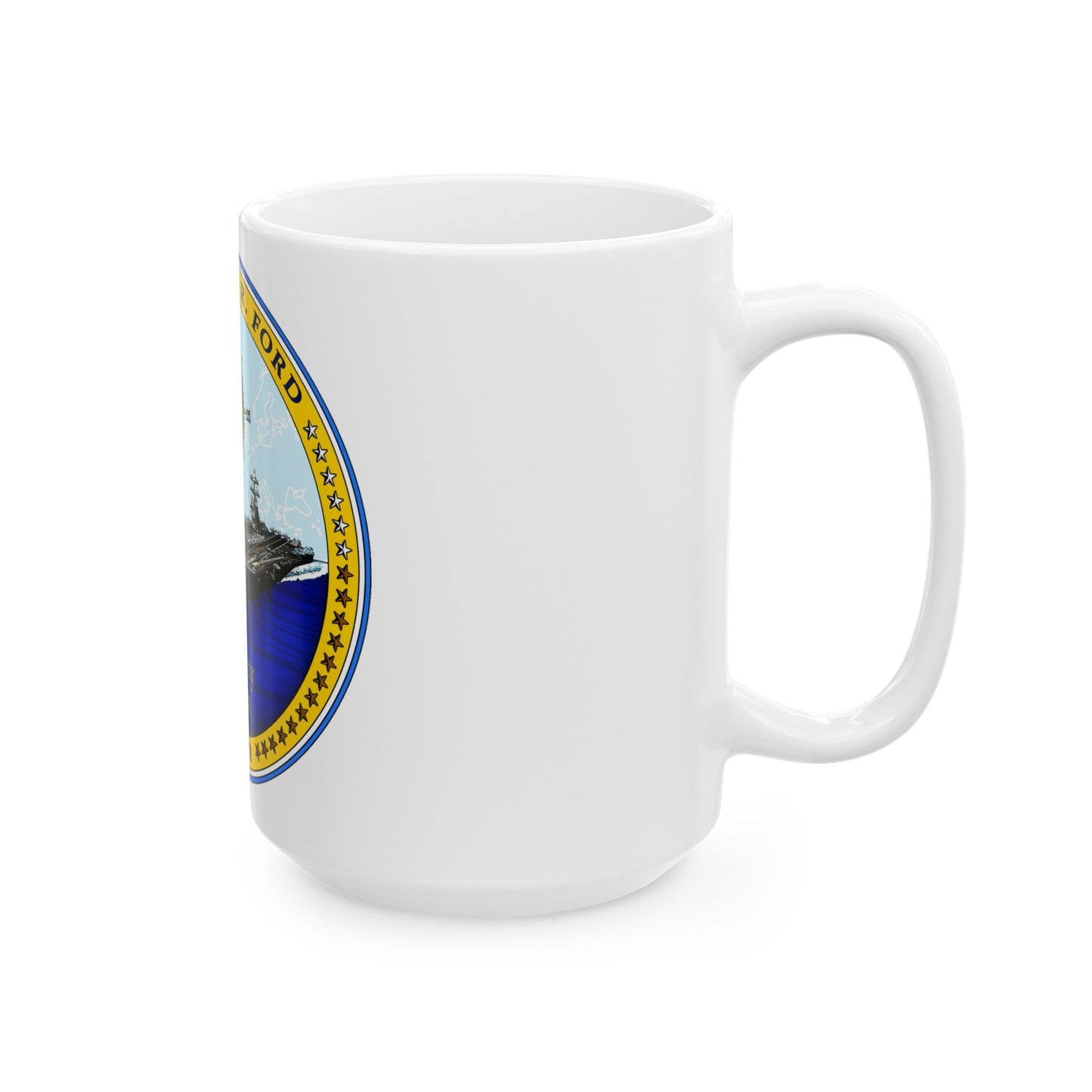 USS Gerald R Ford CVN 78 (U.S. Navy) White Coffee Mug-The Sticker Space