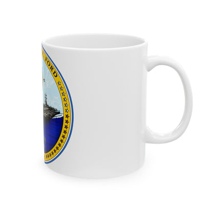 USS Gerald R Ford CVN 78 (U.S. Navy) White Coffee Mug-The Sticker Space