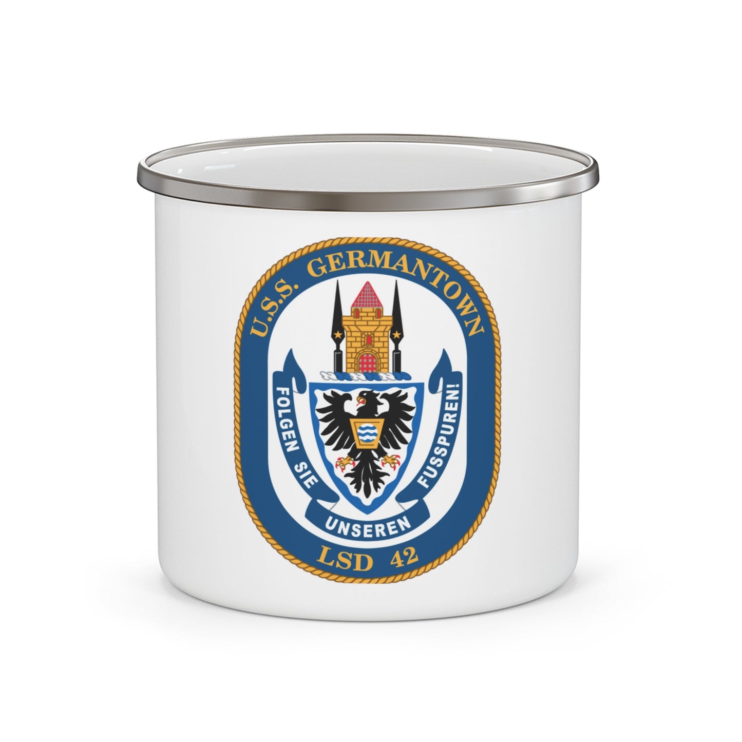 USS Germantown LSD 4 (U.S. Navy) Enamel Mug 12oz-12oz-The Sticker Space