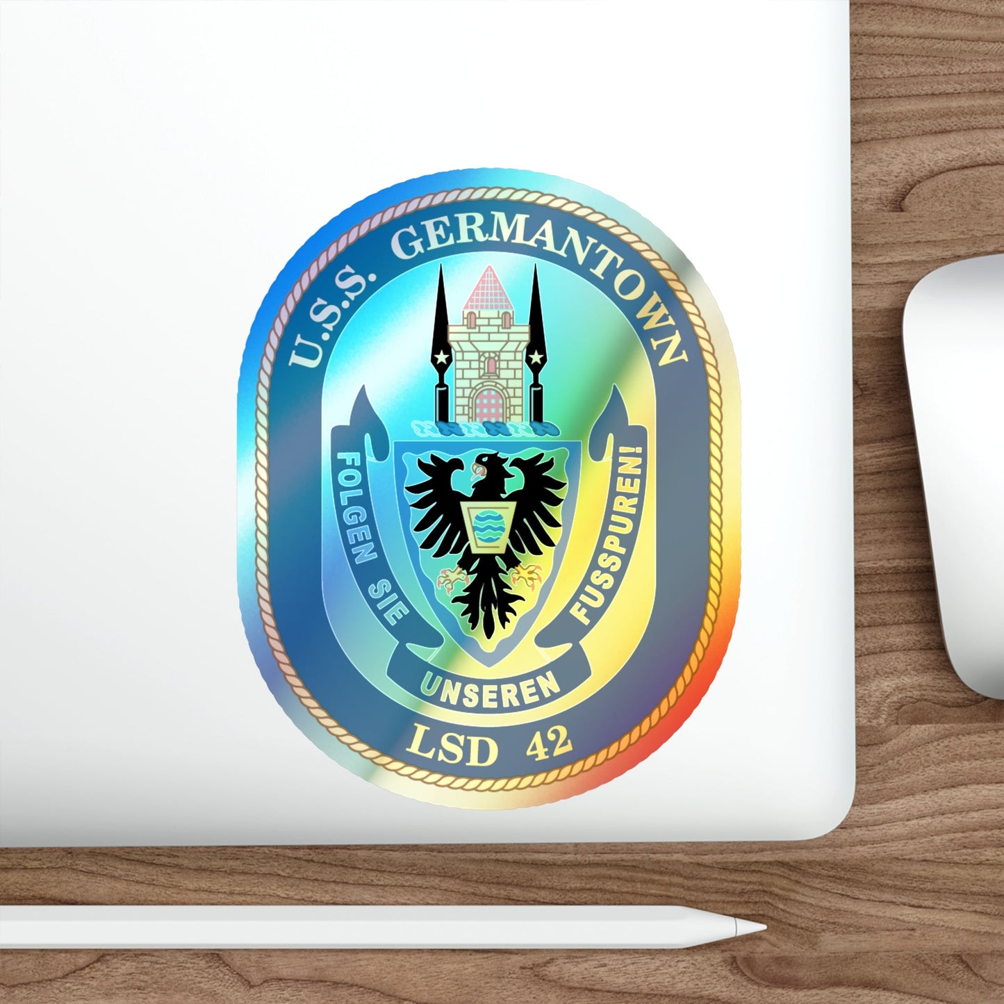 USS Germantown LSD 4 (U.S. Navy) Holographic STICKER Die-Cut Vinyl Decal-The Sticker Space