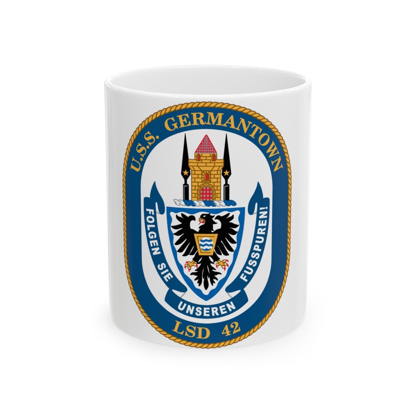 USS Germantown LSD 4 (U.S. Navy) White Coffee Mug-11oz-The Sticker Space