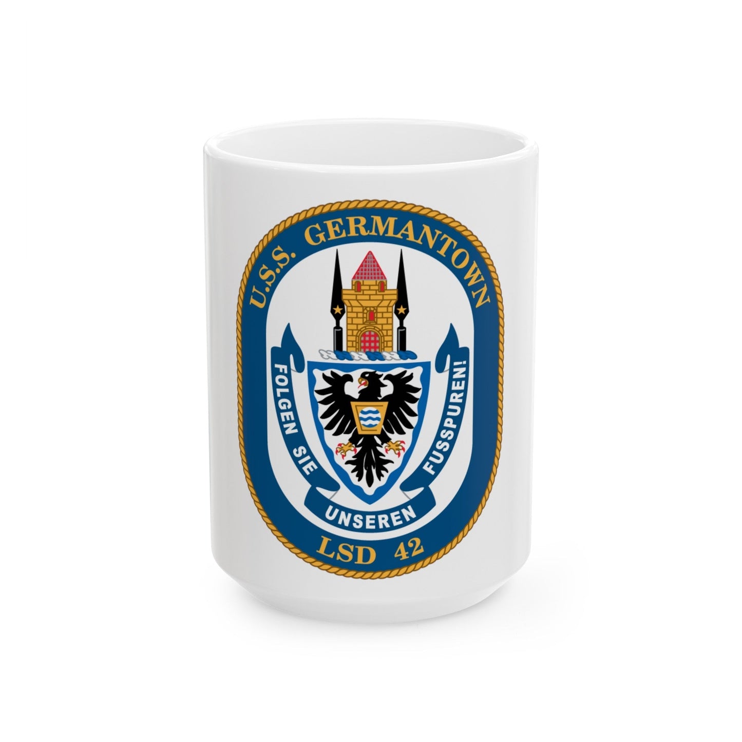 USS Germantown LSD 4 (U.S. Navy) White Coffee Mug-15oz-The Sticker Space