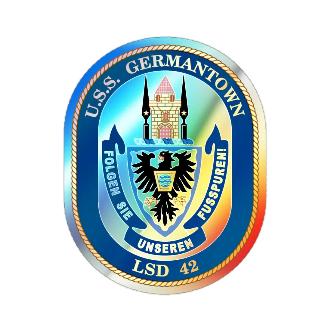 USS Germantown LSD 4 (U.S. Navy) Holographic STICKER Die-Cut Vinyl Decal 2 Inch Holographic - The Sticker Space