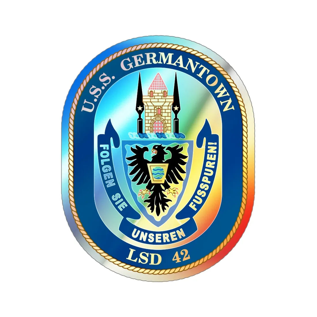 USS Germantown LSD 4 (U.S. Navy) Holographic STICKER Die-Cut Vinyl Decal 5 Inch Holographic - The Sticker Space
