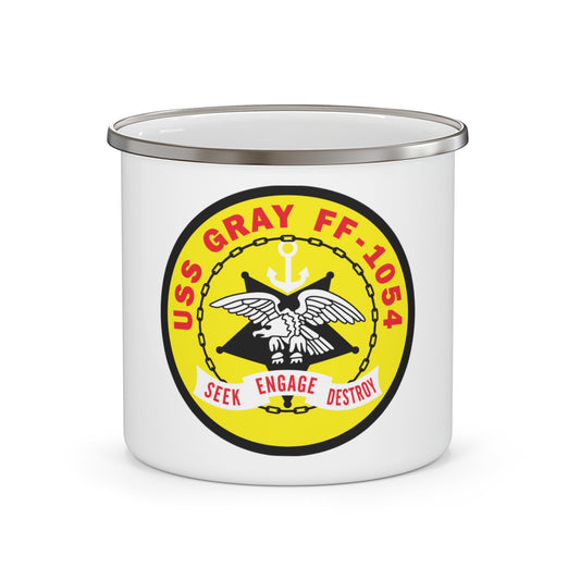 USS Gray FF 1054 Seek Engage Destry (U.S. Navy) Enamel Mug 12oz-12oz-The Sticker Space