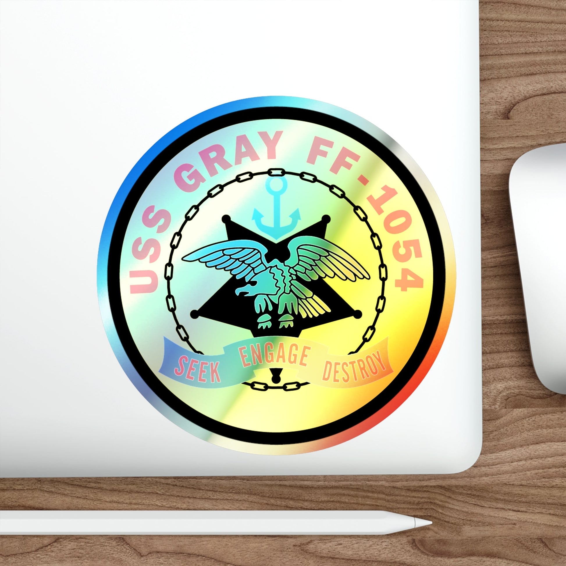 USS Gray FF 1054 Seek Engage Destry (U.S. Navy) Holographic STICKER Die-Cut Vinyl Decal-The Sticker Space