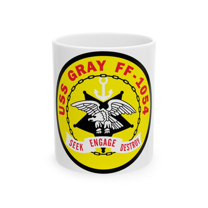 USS Gray FF 1054 Seek Engage Destry (U.S. Navy) White Coffee Mug-11oz-The Sticker Space