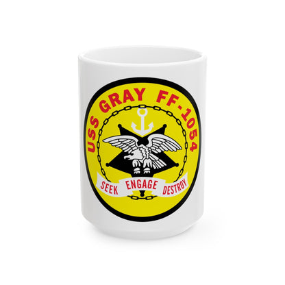 USS Gray FF 1054 Seek Engage Destry (U.S. Navy) White Coffee Mug-15oz-The Sticker Space