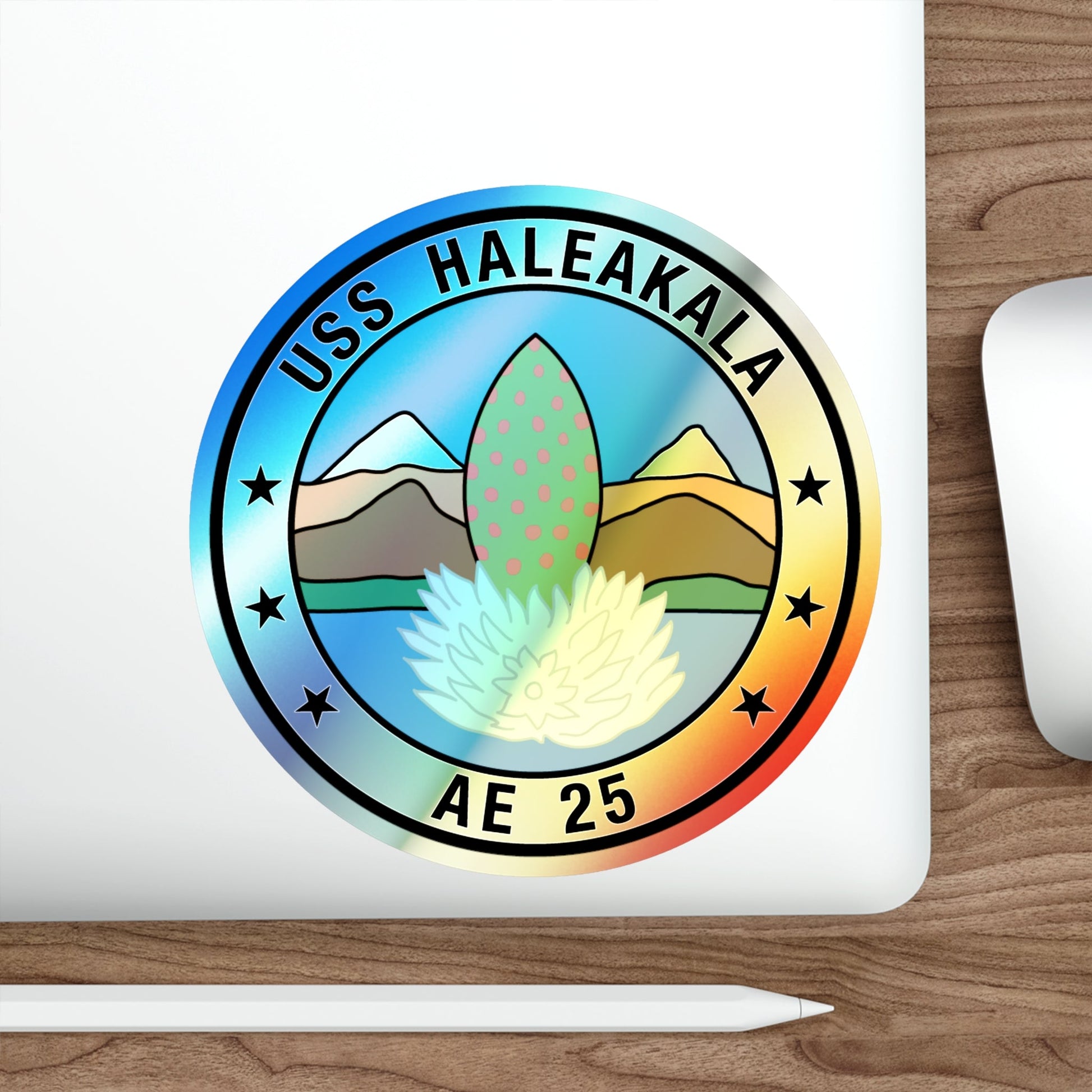 USS Haleakala AE 25 (U.S. Navy) Holographic STICKER Die-Cut Vinyl Decal-The Sticker Space