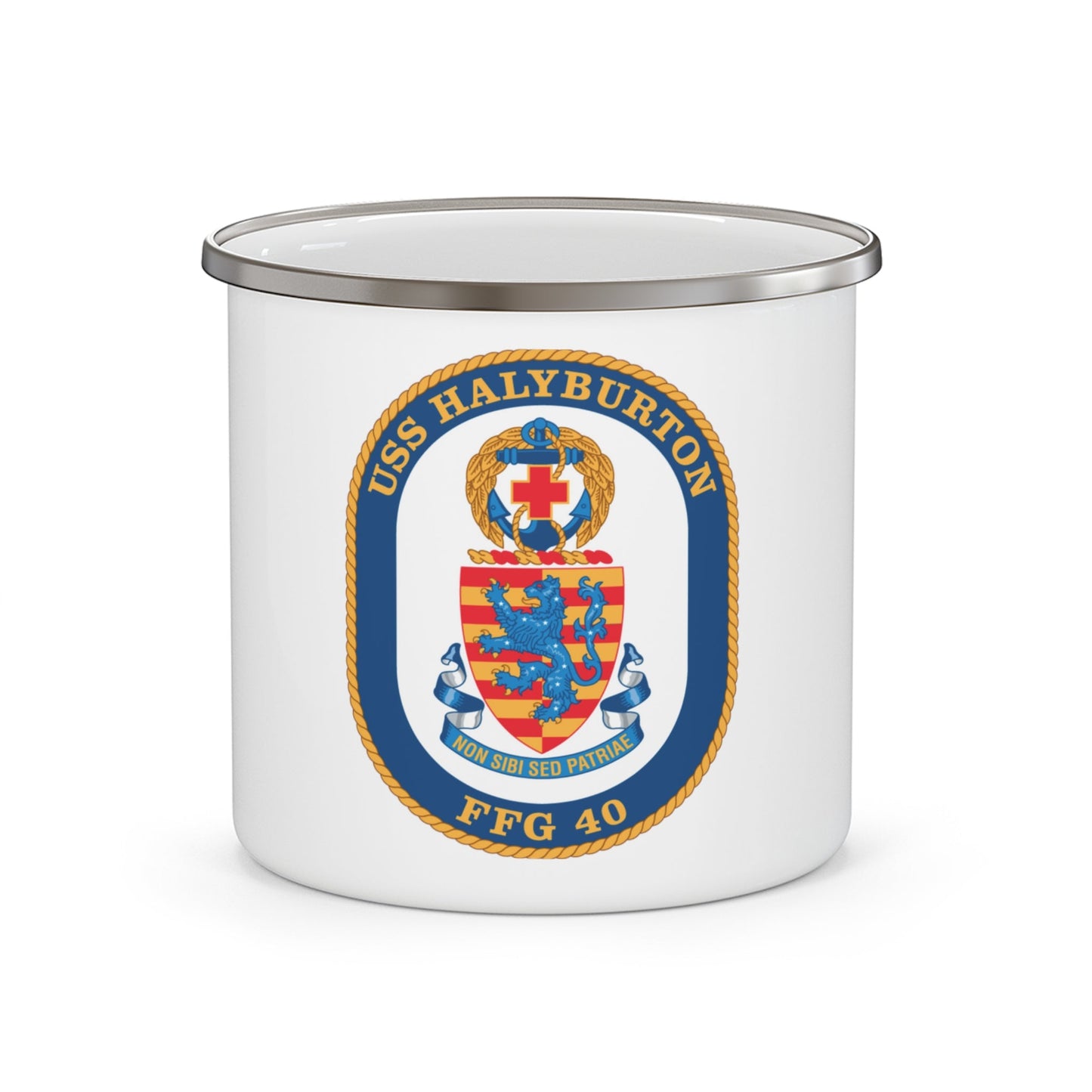 USS Halyburton FFG 40 (U.S. Navy) Enamel Mug 12oz-12oz-The Sticker Space