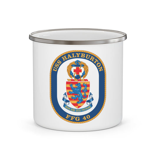 USS Halyburton FFG 40 (U.S. Navy) Enamel Mug 12oz-12oz-The Sticker Space