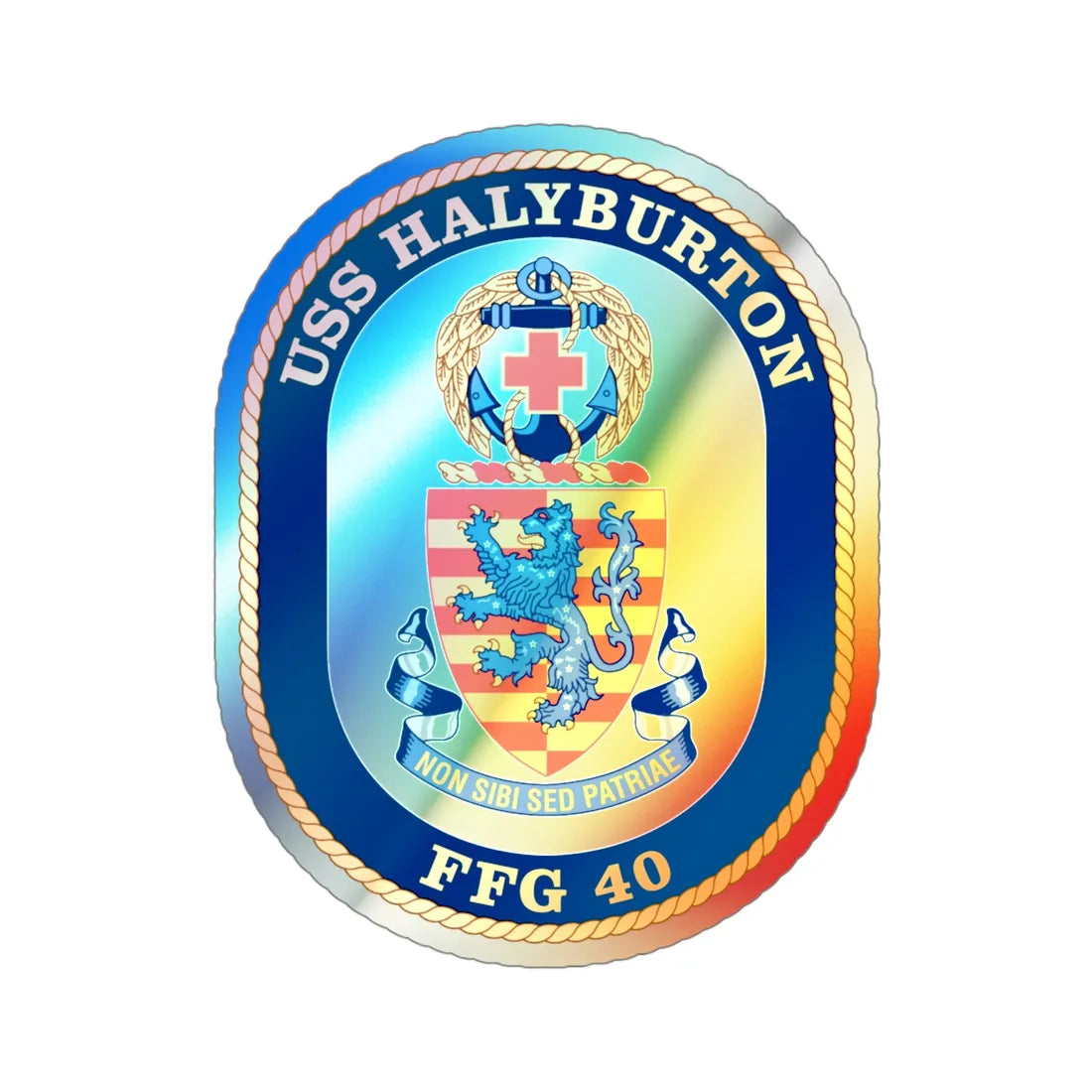 USS Halyburton FFG 40 (U.S. Navy) Holographic STICKER Die-Cut Vinyl Decal 4 Inch Holographic - The Sticker Space