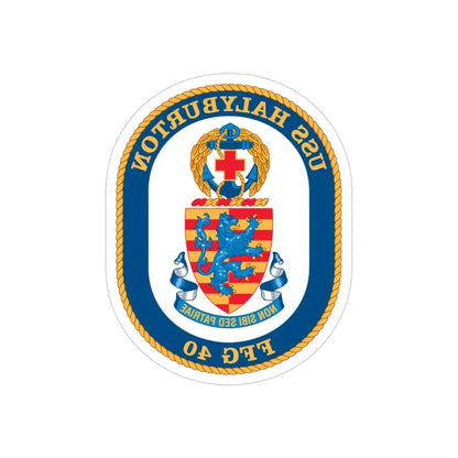 USS Halyburton FFG 40 (U.S. Navy) REVERSE PRINT Transparent Die-Cut STICKER 3 Inch Die-Cut Transparent - The Sticker Space