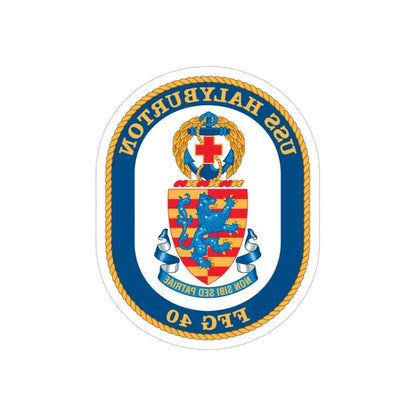 USS Halyburton FFG 40 (U.S. Navy) REVERSE PRINT Transparent Die-Cut STICKER 4 Inch Die-Cut Transparent - The Sticker Space