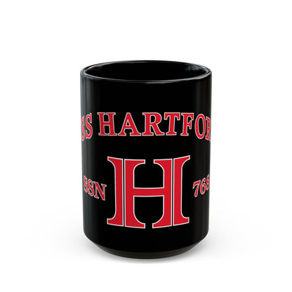 USS Hartford SSN 768 Flag (U.S. Navy) Black Coffee Mug-15oz-The Sticker Space