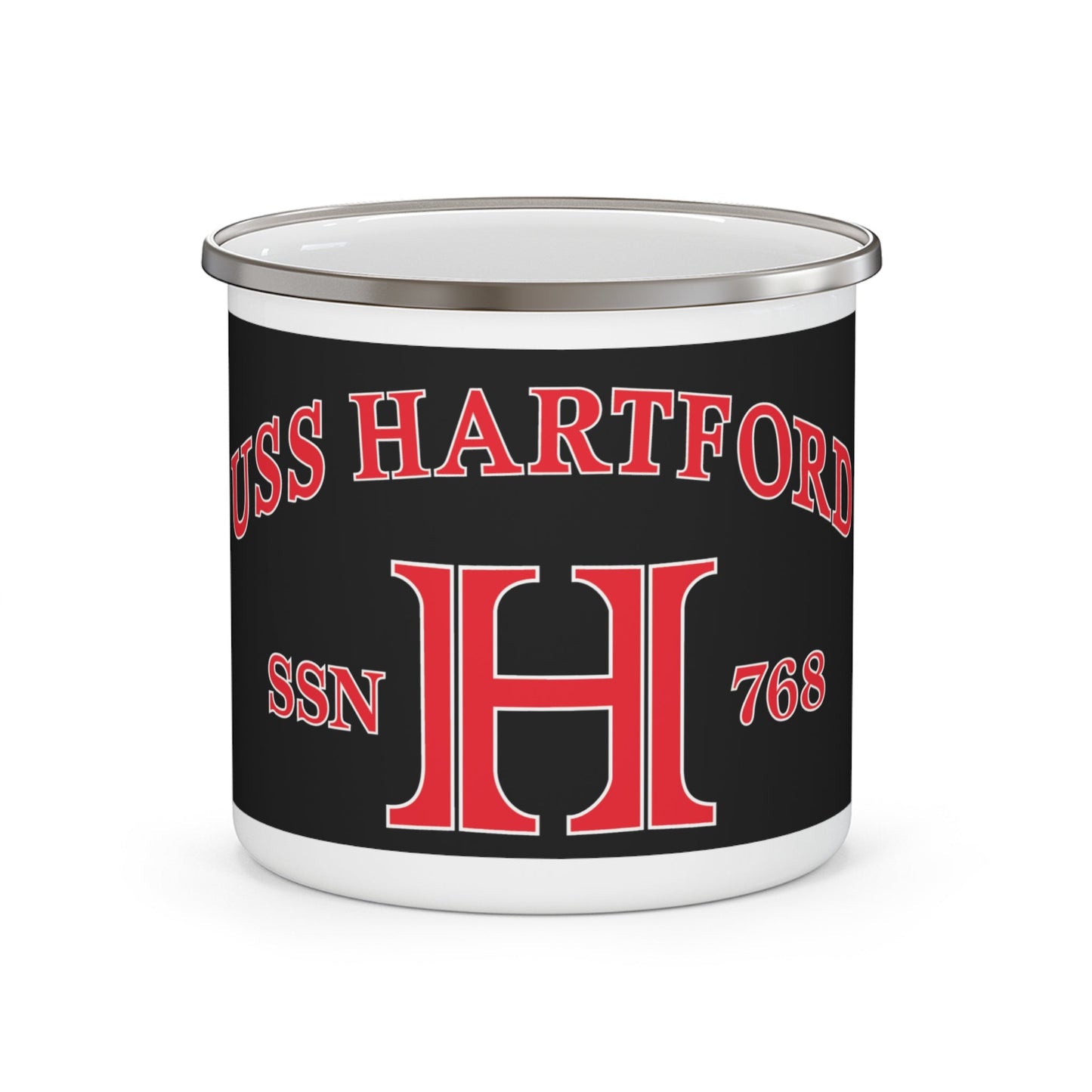 USS Hartford SSN 768 Flag (U.S. Navy) Enamel Mug 12oz-12oz-The Sticker Space