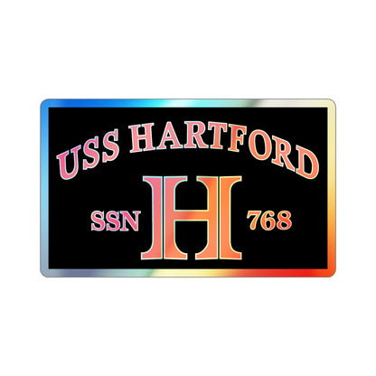 USS Hartford SSN 768 Flag (U.S. Navy) Holographic STICKER Die-Cut Vinyl Decal-3 Inch-The Sticker Space