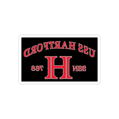 USS Hartford SSN 768 Flag (U.S. Navy) REVERSE PRINT Transparent Die-Cut STICKER 3 Inch Die-Cut Transparent - The Sticker Space