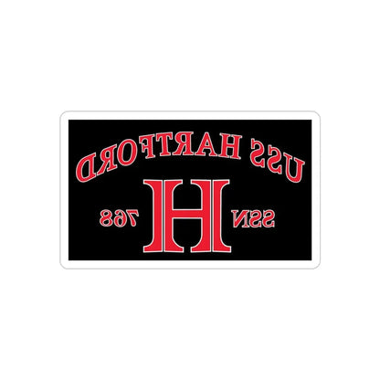 USS Hartford SSN 768 Flag (U.S. Navy) REVERSE PRINT Transparent Die-Cut STICKER 4 Inch Die-Cut Transparent - The Sticker Space