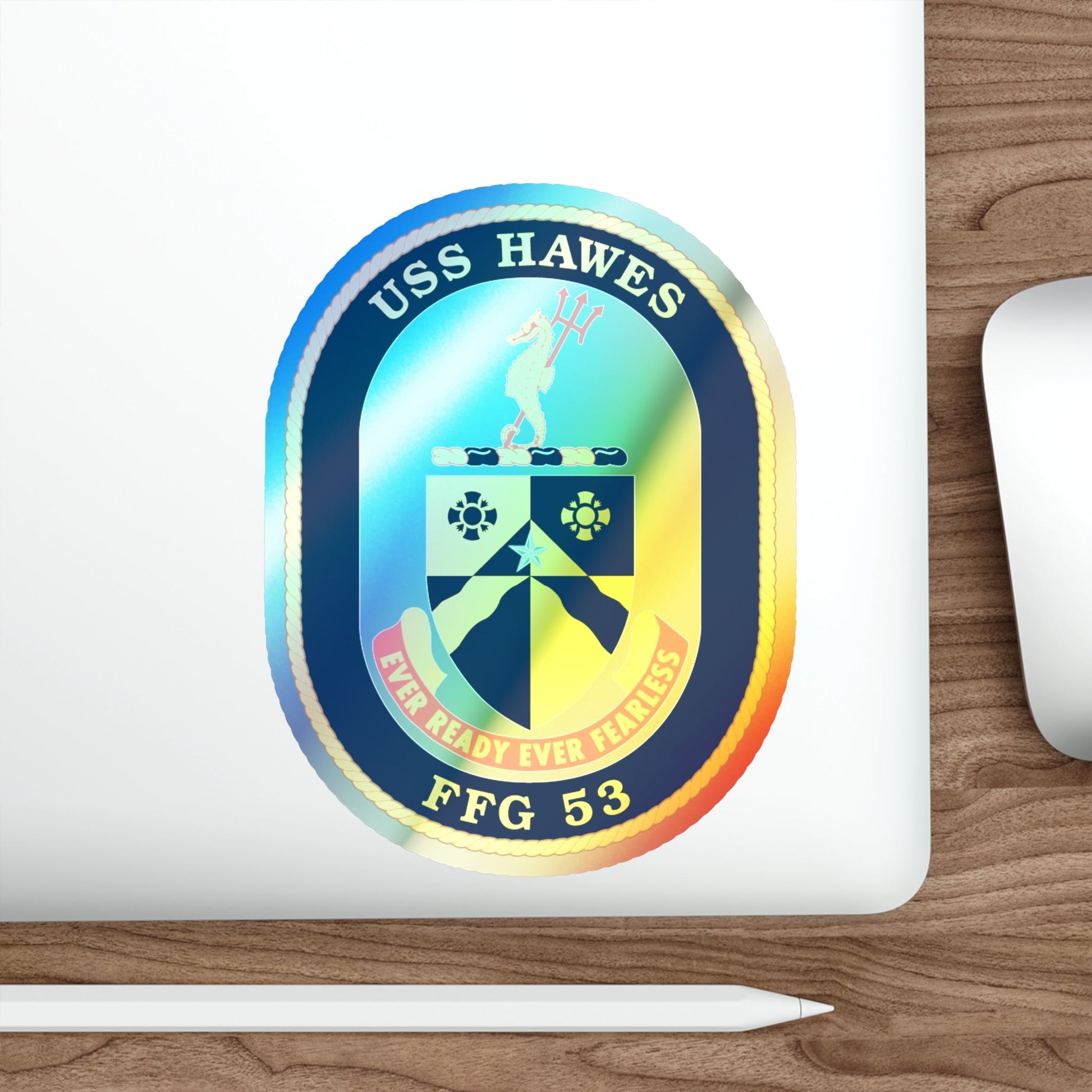 USS Hawes FFG 53 (U.S. Navy) Holographic STICKER Die-Cut Vinyl Decal-The Sticker Space