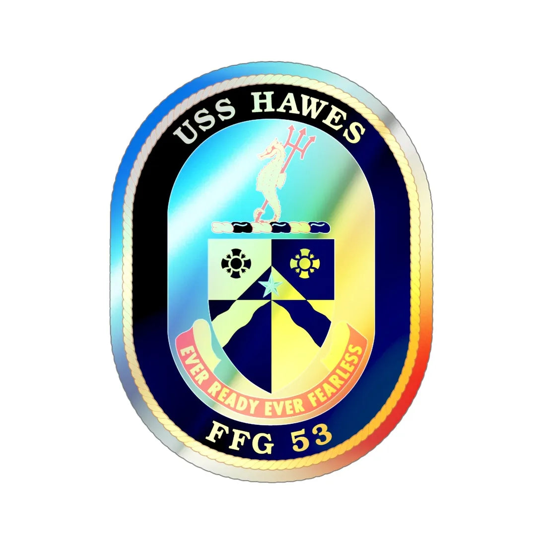 USS Hawes FFG 53 (U.S. Navy) Holographic STICKER Die-Cut Vinyl Decal 6 Inch Holographic - The Sticker Space