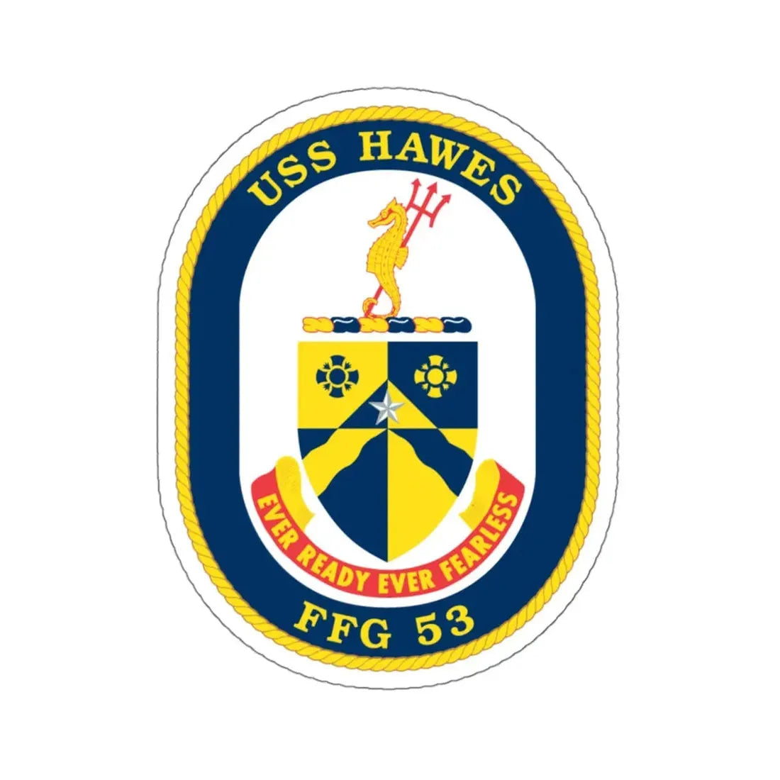 USS Hawes FFG 53 (U.S. Navy) STICKER Vinyl Kiss-Cut Decal 4 Inch White - The Sticker Space
