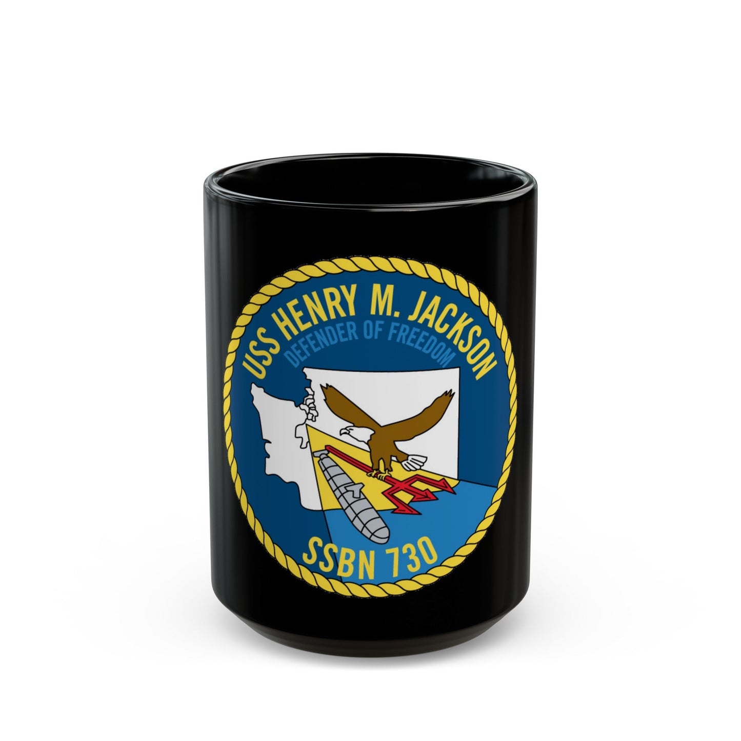 USS Henry M Jackson SSBN 730 (U.S. Navy) Black Coffee Mug-15oz-The Sticker Space