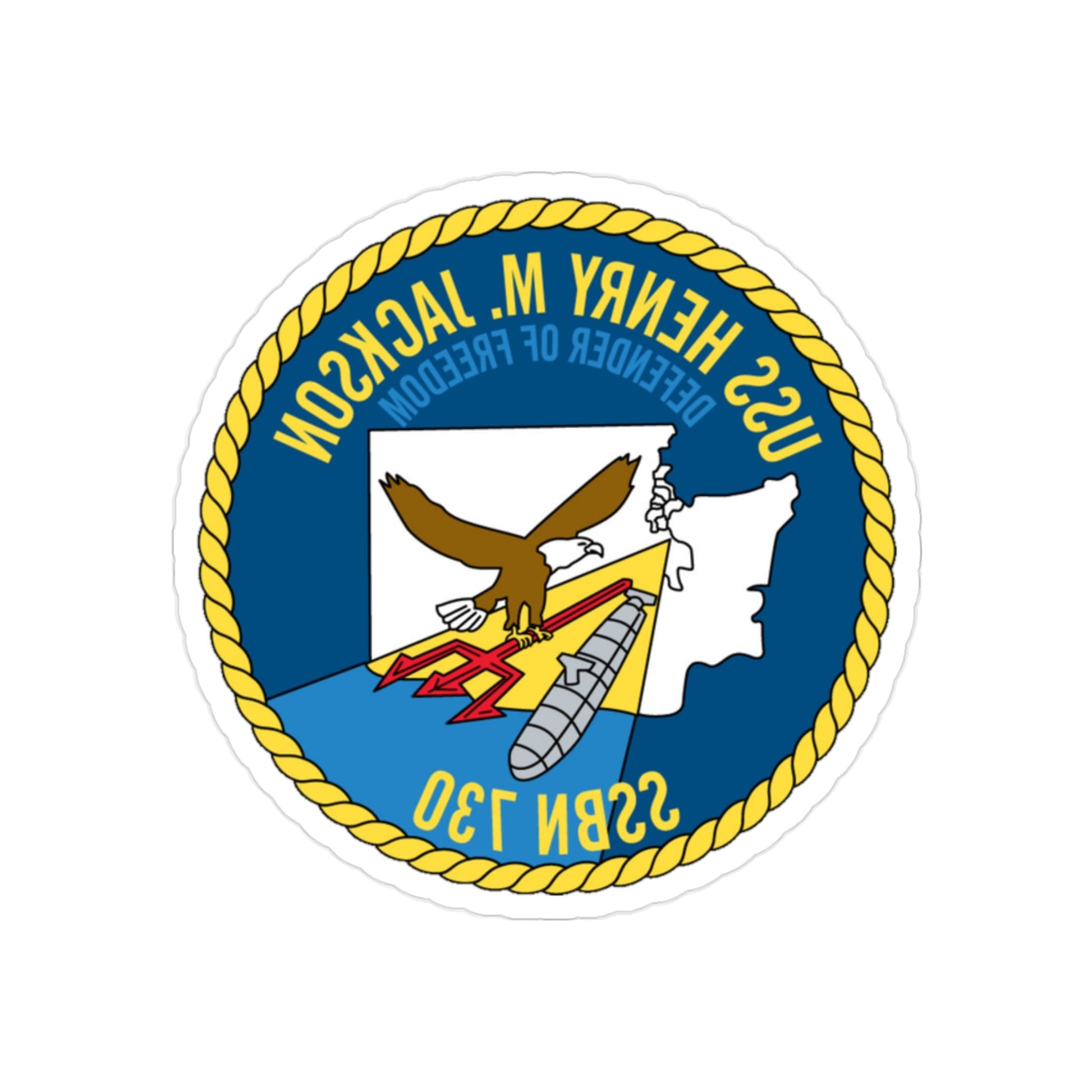 USS Henry M Jackson SSBN 730 (U.S. Navy) REVERSE PRINT Transparent STICKER-2" × 2"-The Sticker Space