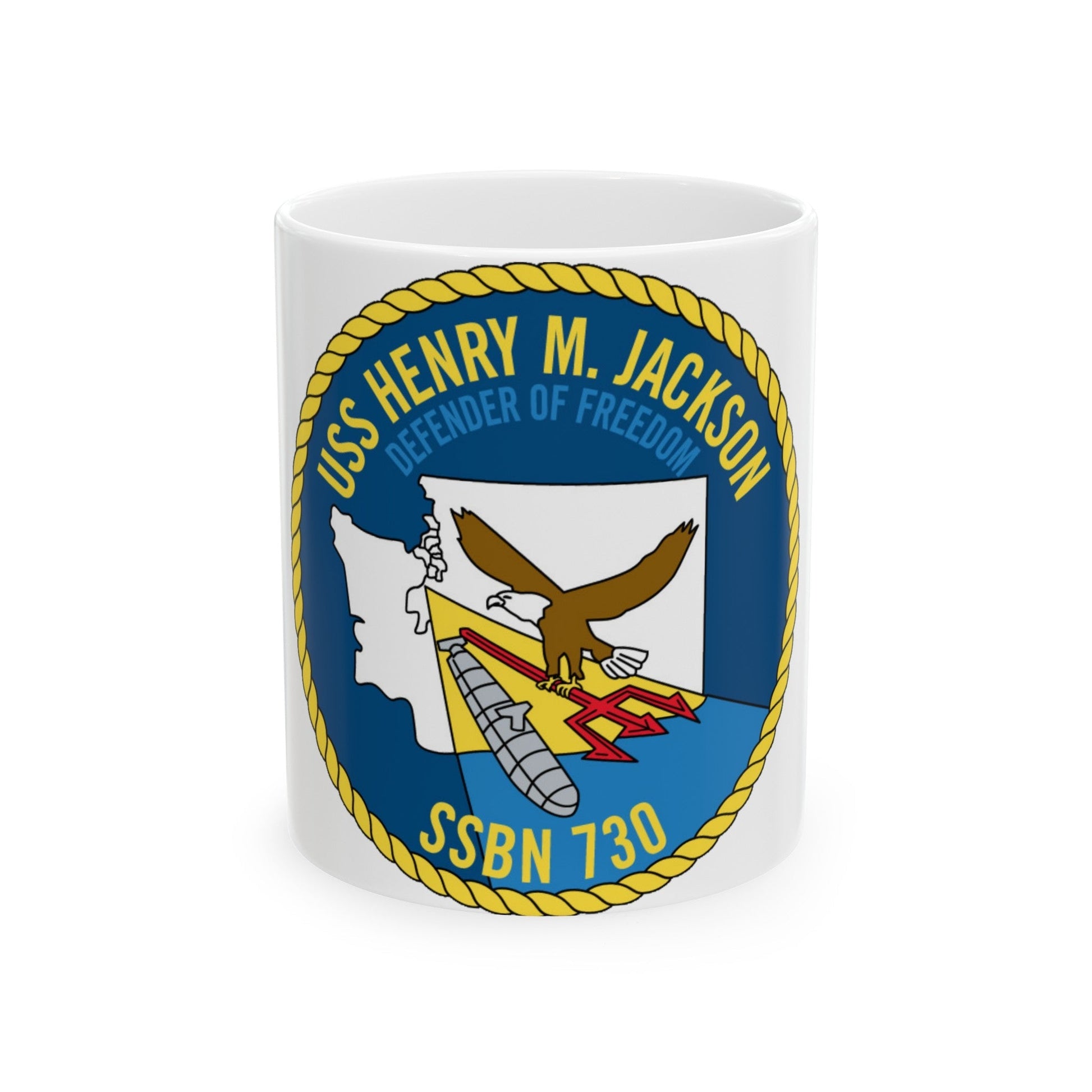 USS Henry M Jackson SSBN 730 (U.S. Navy) White Coffee Mug-11oz-The Sticker Space