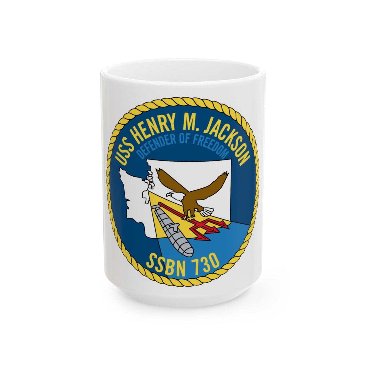 USS Henry M Jackson SSBN 730 (U.S. Navy) White Coffee Mug-15oz-The Sticker Space