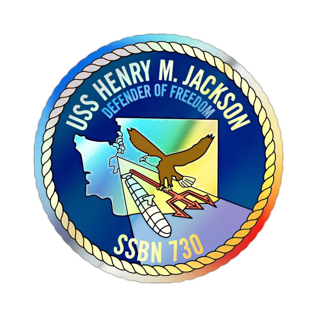 USS Henry M Jackson SSBN 730 (U.S. Navy) Holographic STICKER Die-Cut Vinyl Decal 2 Inch Holographic - The Sticker Space