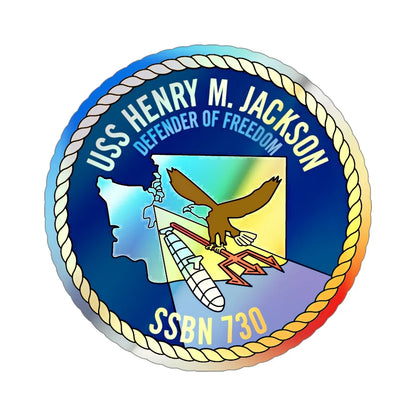 USS Henry M Jackson SSBN 730 (U.S. Navy) Holographic STICKER Die-Cut Vinyl Decal 4 Inch Holographic - The Sticker Space