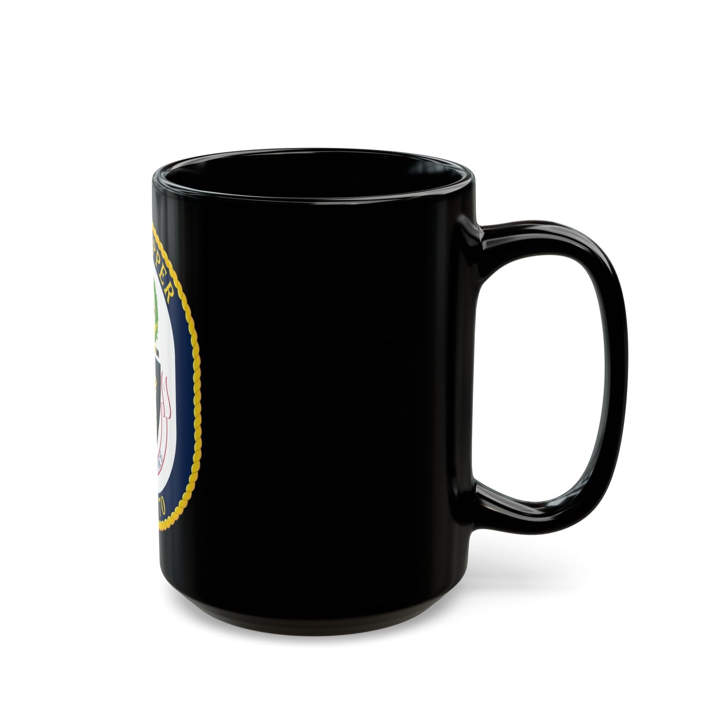 USS Hopper DDG 70 Crest (U.S. Navy) Black Coffee Mug-The Sticker Space