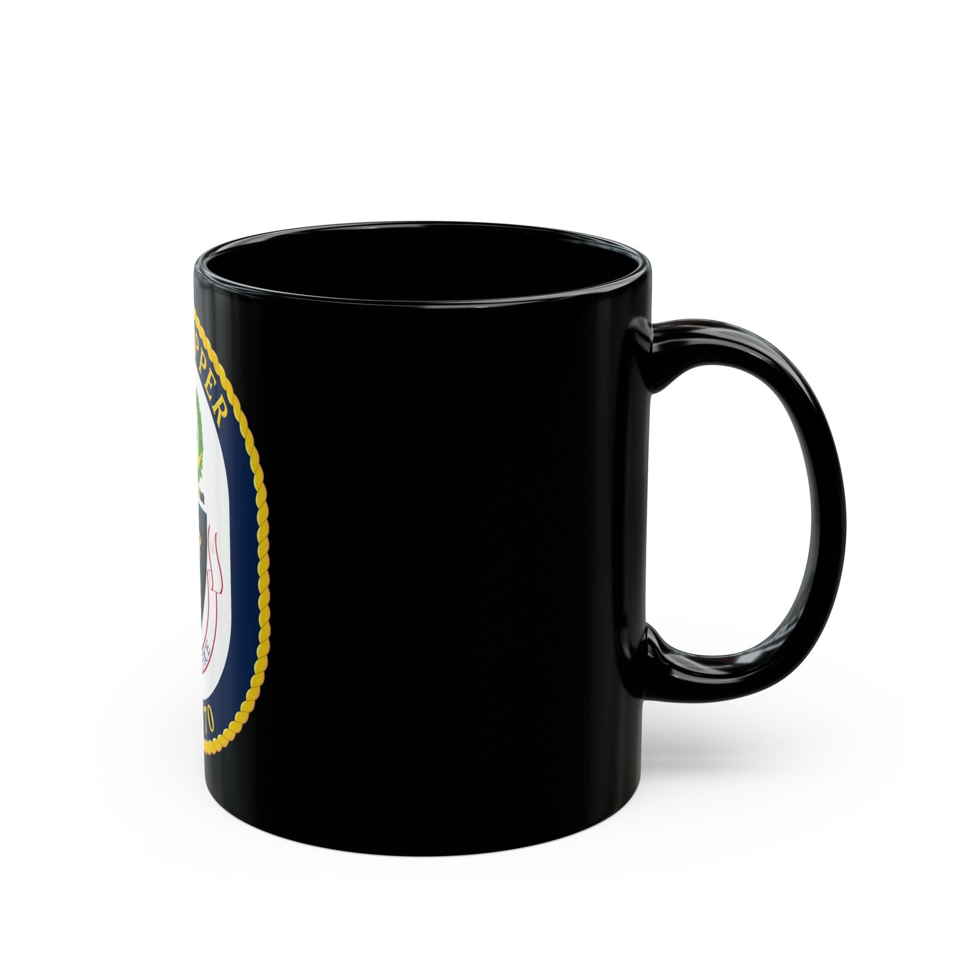 USS Hopper DDG 70 Crest (U.S. Navy) Black Coffee Mug-The Sticker Space