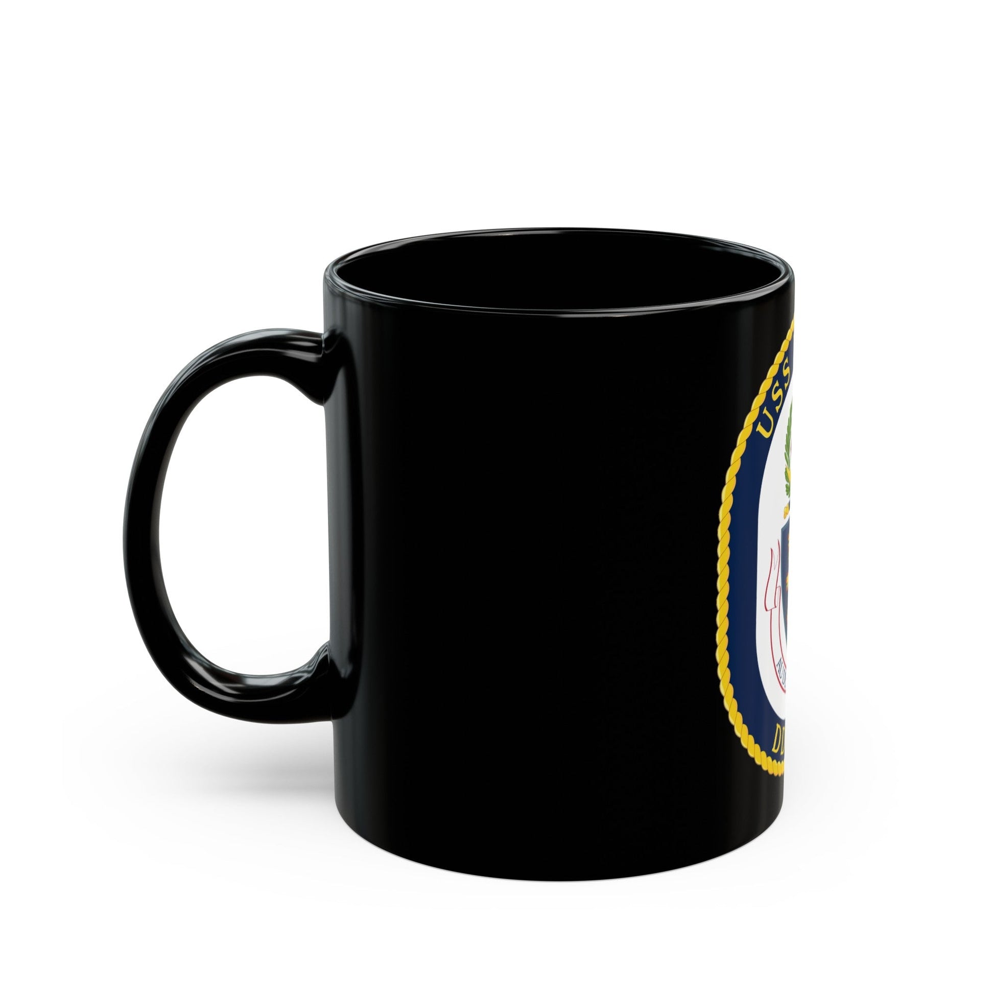 USS Hopper DDG 70 Crest (U.S. Navy) Black Coffee Mug-The Sticker Space