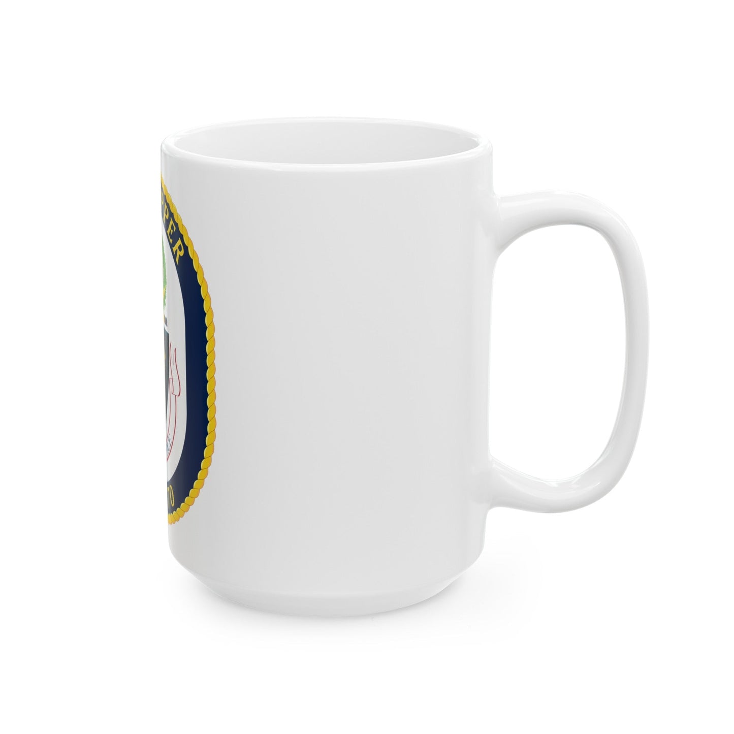 USS Hopper DDG 70 Crest (U.S. Navy) White Coffee Mug-The Sticker Space