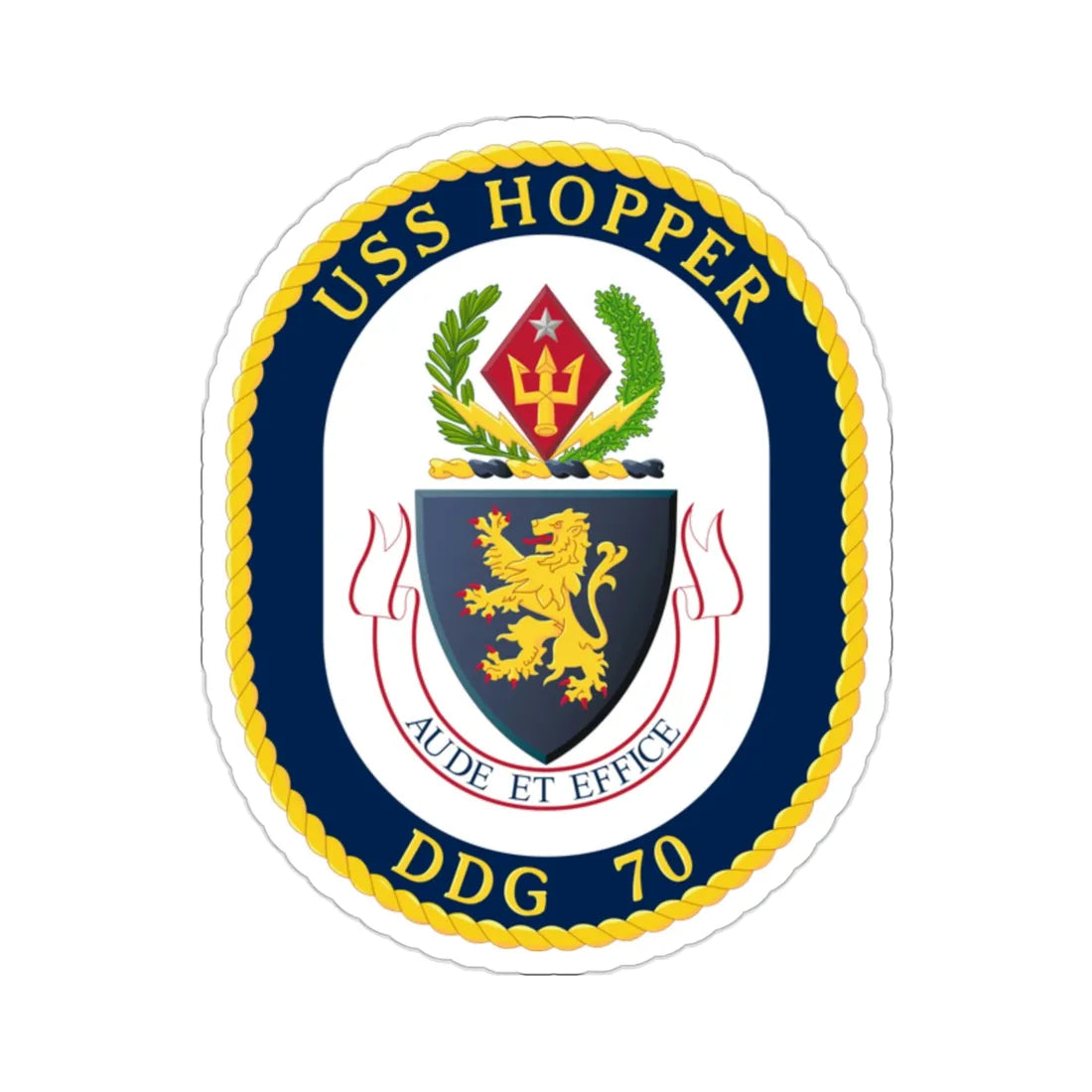 USS Hopper DDG 70 Crest (U.S. Navy) STICKER Vinyl Die-Cut Decal 2 Inch - The Sticker Space