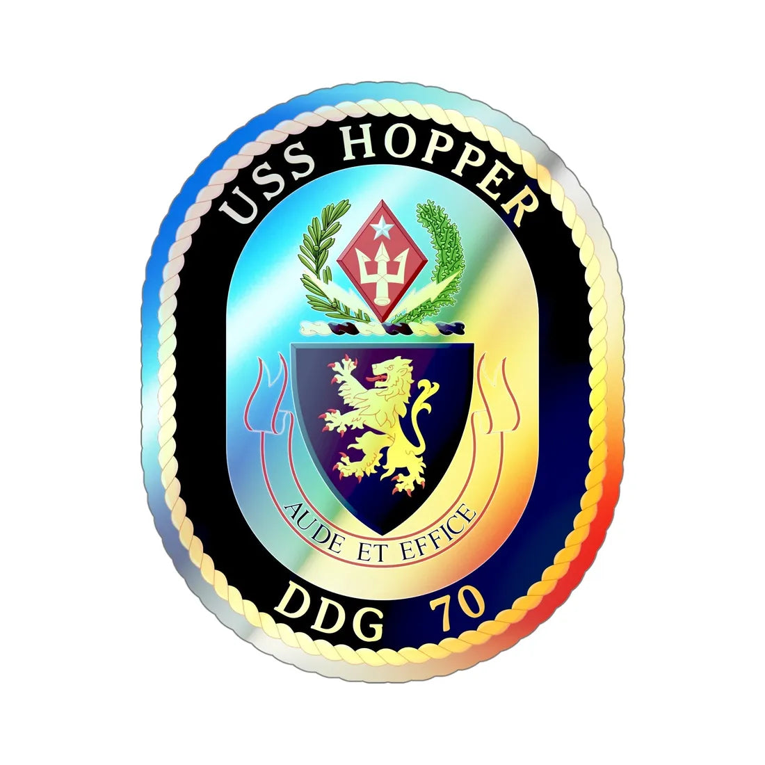 USS Hopper DDG 70 (U.S. Navy) Holographic STICKER Die-Cut Vinyl Decal 5 Inch Holographic - The Sticker Space