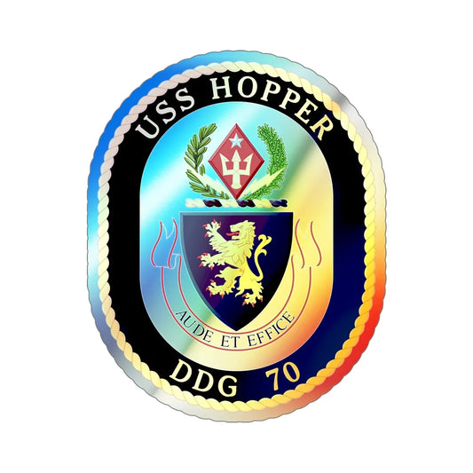 USS Hopper DDG 70 (U.S. Navy) Holographic STICKER Die-Cut Vinyl Decal 6 Inch Holographic - The Sticker Space