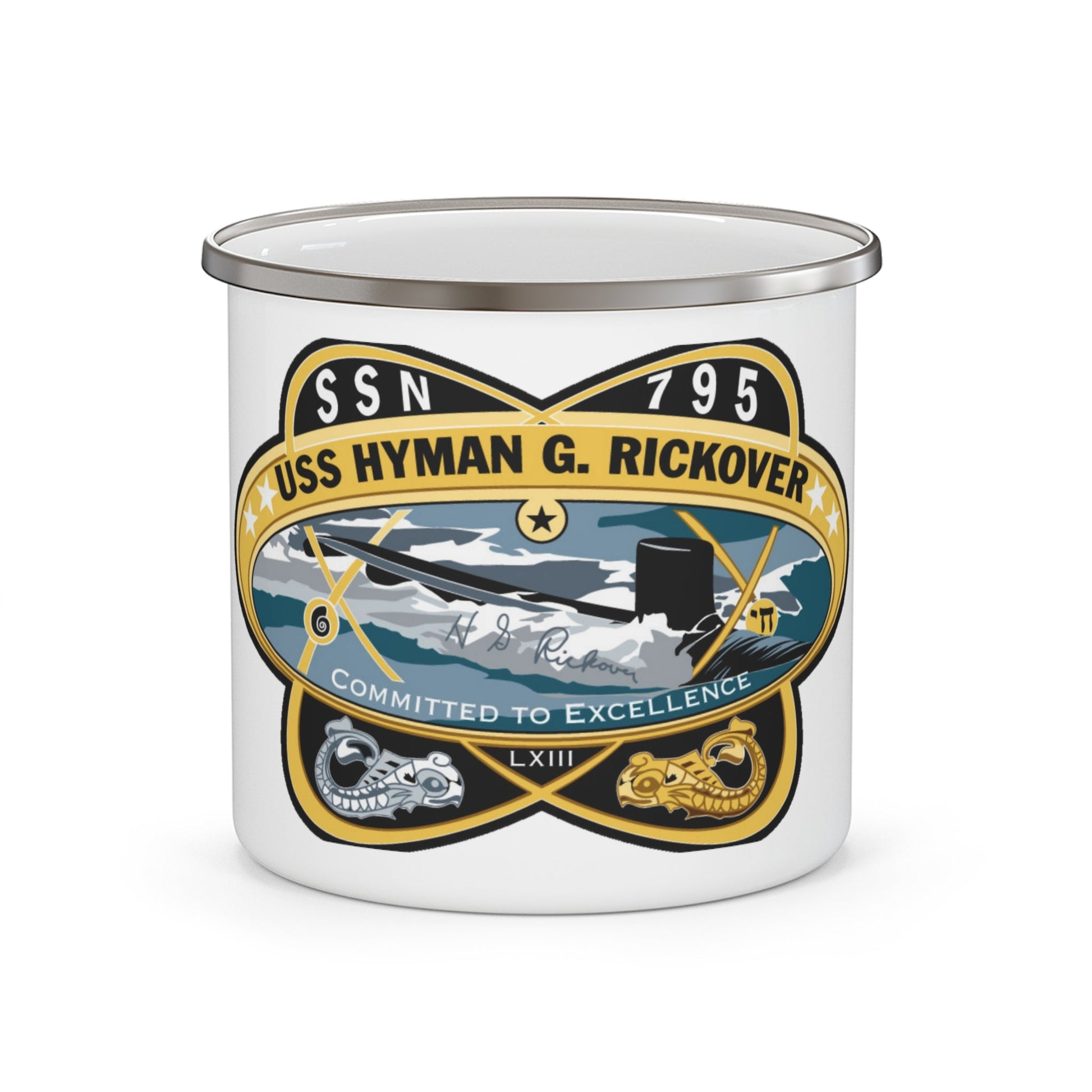 USS Hyman G Rickover SSN 795 (U.S. Navy) Enamel Mug 12oz-12oz-The Sticker Space