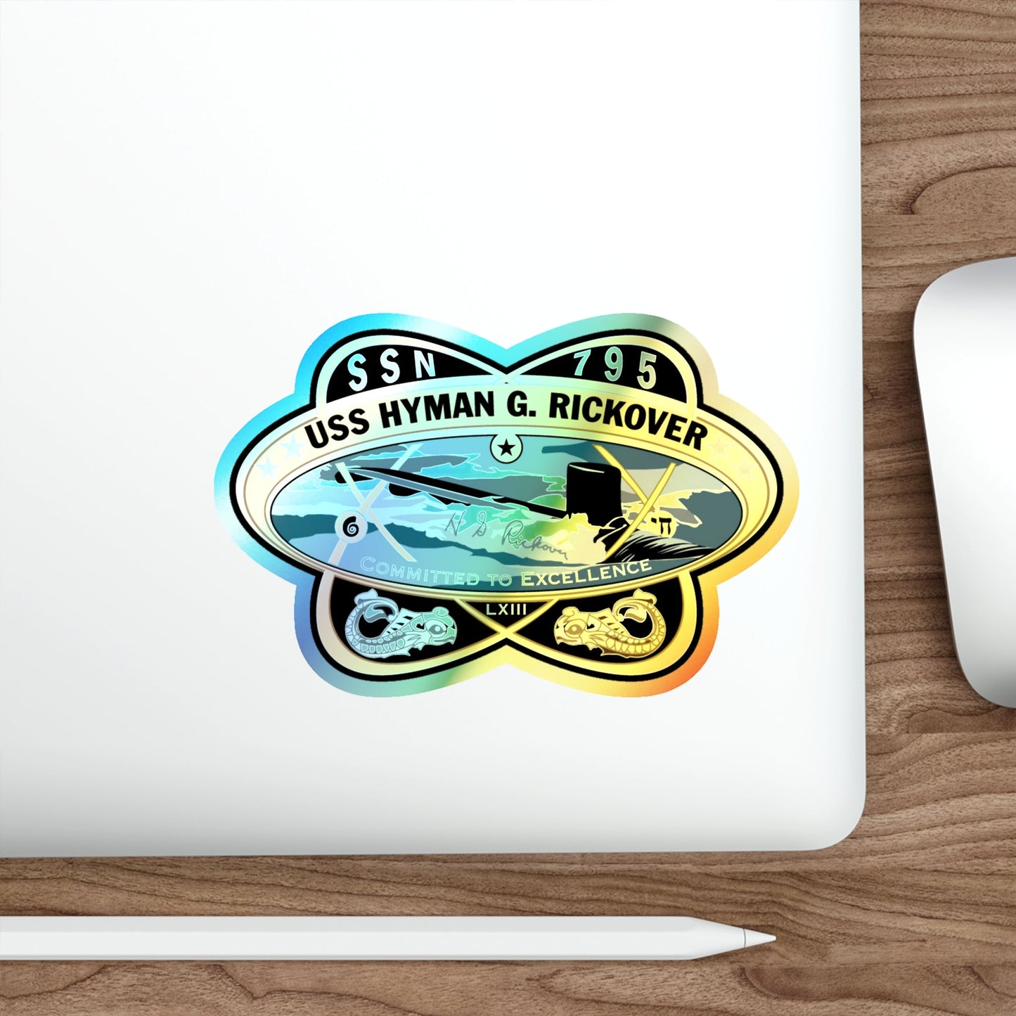 USS Hyman G Rickover SSN 795 (U.S. Navy) Holographic STICKER Die-Cut Vinyl Decal-The Sticker Space